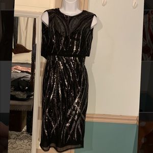 Sequin dress with built in shawl cover